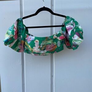 Alémais green floral crop top size 8 NWOT